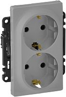 Розетка с заземлением без рамки Legrand Valena Life 1-м. 2 мод. алюминий картинка